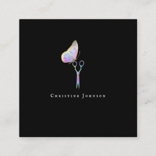 elegant hair stylist logo square business card