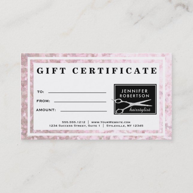 Elegant Hairstylist Gift Certificate (Back)