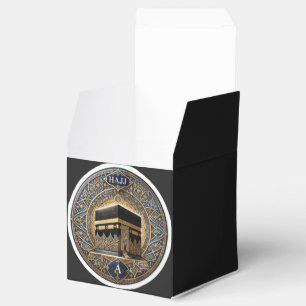 Elegant Hajj Mabrur Kaaba Illustration Round Stick Favor Box