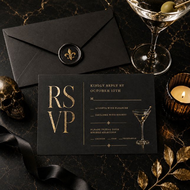 Elegant Halloween Cocktail RSVP insert card (Creator Uploaded)