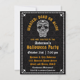 Elégant Halloween Crâne Invitation