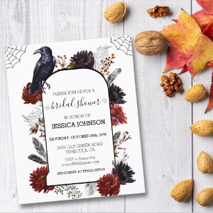 Elegant Halloween Floral Boho Bridal Shower Invita
