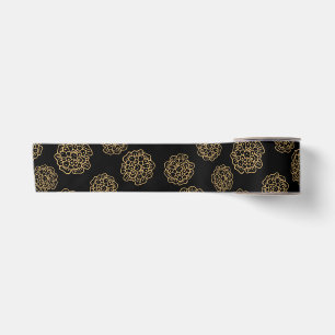 Elegant Halloween Golden Yellow Flowers on Black Satin Ribbon