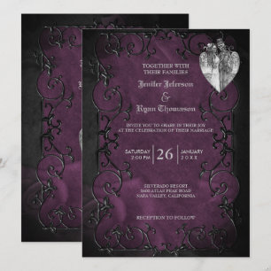 Élégant halloween gothique violet faire-part de ma