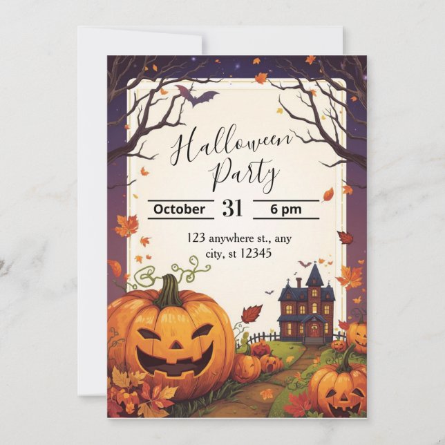 Elegant Halloween Party Invitation | Customizable  (Front)
