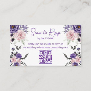 elegant halloween rsvp qr code wedding purple  enclosure card