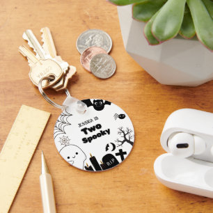 Elegant Halloween two spooky second Birthday party Keychain
