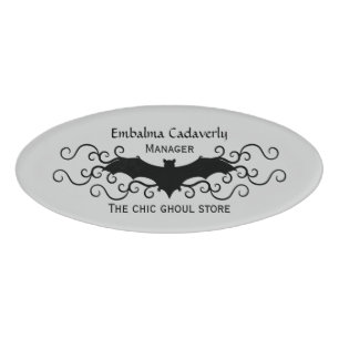 Elegant Halloween   Vampire bat design Name Tag