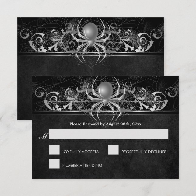 Elegant Halloween Wedding RSVP Card (Front/Back)