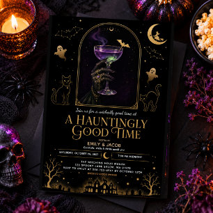 Elegant Halloween Witch Cocktail Party Invitation