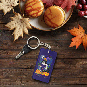 Elegant Halloween Witch Sugar Skull Purple Keychain