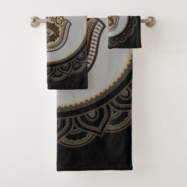 Elegant hamsa hand bath towel set (Insitu)