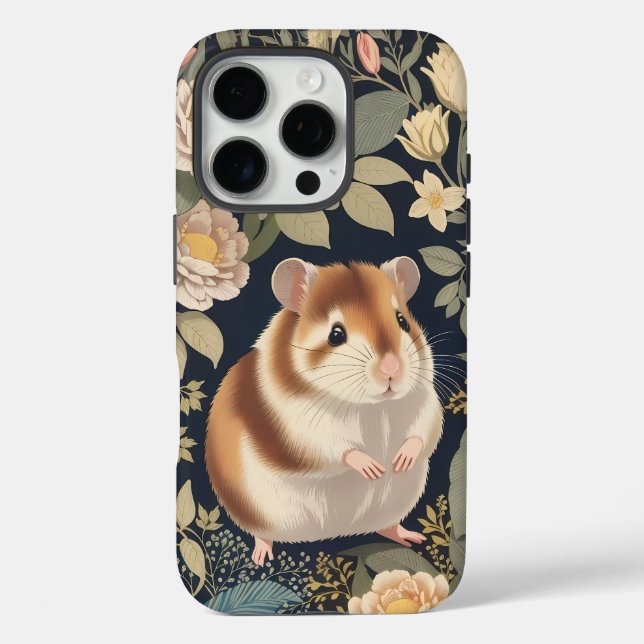 Elegant Hamster William Morris Inspired Floral Case-Mate iPhone Case (Back)