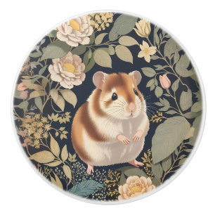 Elegant Hamster William Morris Inspired Floral Ceramic Knob