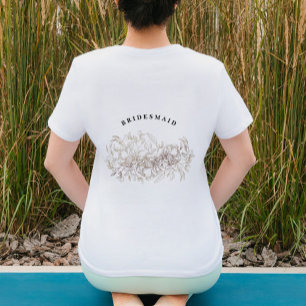 Elegant Hand Drawn Botanical Bridesmaid Party T-Shirt