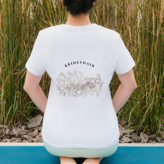 Elegant Hand Drawn Botanical Bridesmaid Party T-Shirt