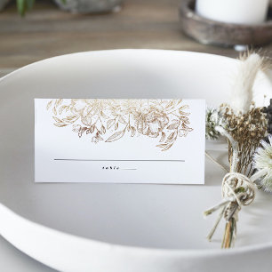 Elegant Hand Drawn Botanical Wedding Escort Place Card