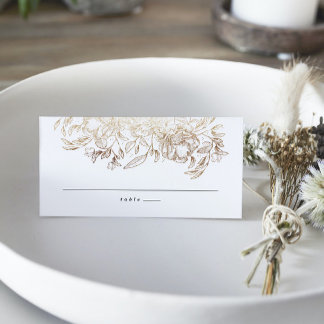 Elegant Hand Drawn Botanical Wedding Escort Place Card