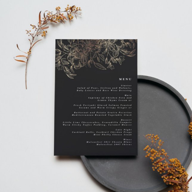 Elegant Hand Drawn Botanical Wedding Reception Menu (Creator Uploaded)