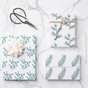 Elegant Hand-drawn Branches Christmas  Wrapping Paper Sheet