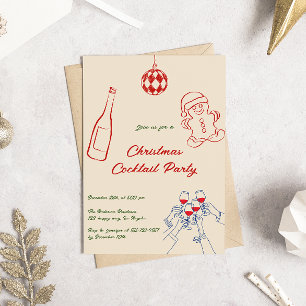 Elegant Hand Drawn Christmas Cocktail Party Invitation