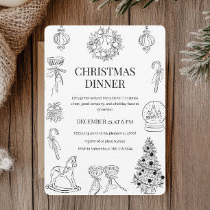 "Elegant Hand-Drawn Christmas Dinner Invitation