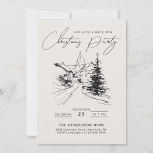 Elegant Hand Drawn Christmas Party Invitation