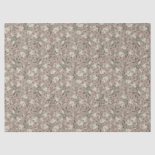 Elegant Hand-Drawn Floral Lily Neutral Brown Tissue Paper