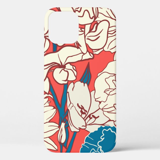 Elegant hand drawn Floral pattern, Garden flowers. Case-Mate iPhone Case (Back)