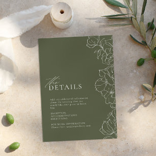 Elegant hand drawn floral sage green details enclosure card