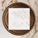 Elegant hand drawn floral terracotta wedding napkin<br><div class="desc">Elegant delicate hand drawn flower illustration and modern Mr and Mrs script typography details, in terra cotta and white colour, simple and romantic. Great floral wedding napkins for modern rustic wedding, country garden wedding, and simple boho wedding in fall and winter. Fully customizable with any colours to match your wedding...</div>