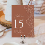 Elegant hand drawn floral terracotta wedding Table Number<br><div class="desc">Elegant delicate hand drawn flower illustration and modern script typography details, in terra cotta and white colour, simple and romantic. Great floral wedding table cards for modern rustic wedding, country garden wedding, and simple boho wedding in fall and winter. Fully customizable with any colours to match your wedding theme. See...</div>