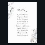 Elegant Hand-drawn flower. Wedding seating chart Table Number<br><div class="desc">Grey Watercolor flower. Table Number with Seating. A simple classic design with a hand-drawn silver wildflower,  modern and elegant.  Check my shop to see the entire wedding suite for this design!</div>