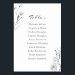 Elegant Hand-drawn flower. Wedding seating chart Table Number<br><div class="desc">Grey Watercolor flower. Table Number with Seating. A simple classic design with a hand-drawn silver wildflower,  modern and elegant.  Check my shop to see the entire wedding suite for this design!</div>