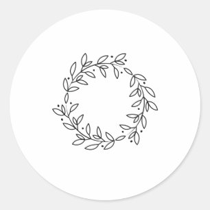 Elegant Hand drawn frames branch and leaves Wreath Classic Round Sticker