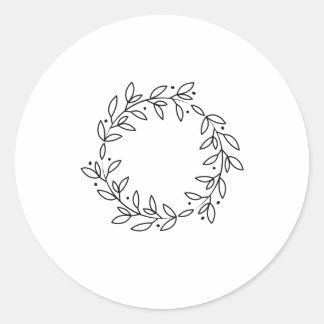 Elegant Hand drawn frames branch and leaves Wreath Classic Round Sticker