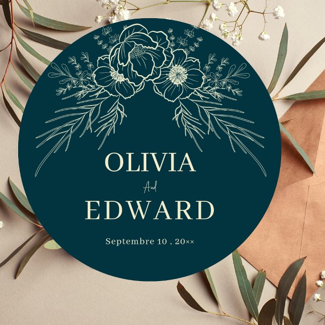 Elegant Hand Drawn Gold Floral Wedding Sticker (Creator Uploaded)