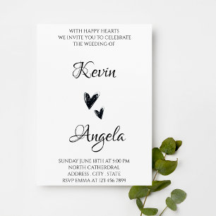 Elegant Hand Drawn Heart Wedding Invitation