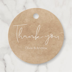 Elegant Hand Drawn Kraft Thank You Favour Tags