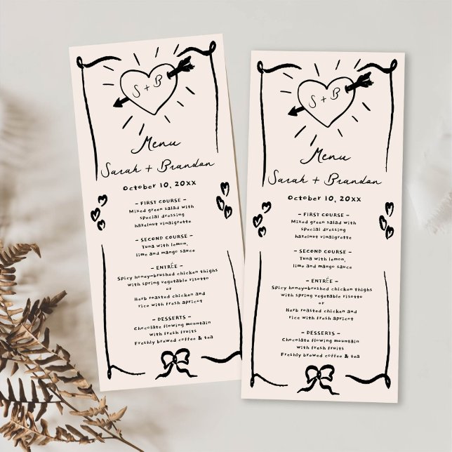 Elegant Hand Drawn Retro Black Wedding Menu (Creator Uploaded)