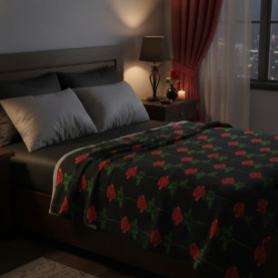 Elegant Hand-Drawn Rose Throw Blanket