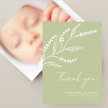 Elegant Hand-drawn Sage Green Baby Shower