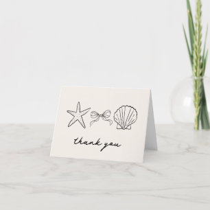 Elegant Hand Drawn Seashell Coquette Thank You