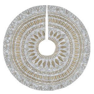 Elegant hand drawn tribal mandala design brushed polyester tree skirt