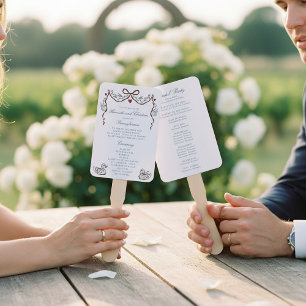 Elegant hand drawn  Wedding Ceremony Program Fans