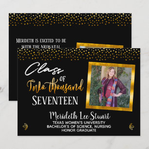 Elegant Hand Lettered 2 Photo Trendy Graduation Invitation