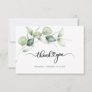 Elegant Hand-Lettered Eucalyptus Greenery Wedding Thank You Card