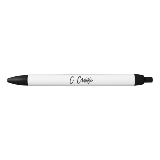 Elegant Hand-Lettered Modern Script Personalized Black Ink Pen (Front)