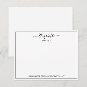 Elegant Hand Lettered Name Address Correspondence  Card