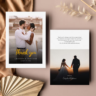 Elegant Hand-Lettered Photo Wedding Thank You Card
